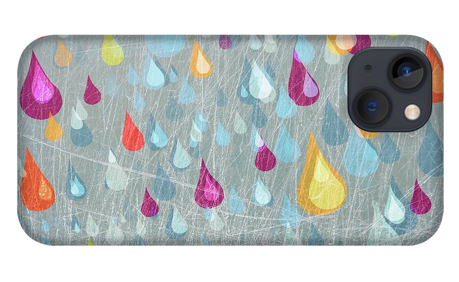 Orange Color iPhone 13 Case featuring the digital art Colored Rain Drops Falling by Jutta Kuss