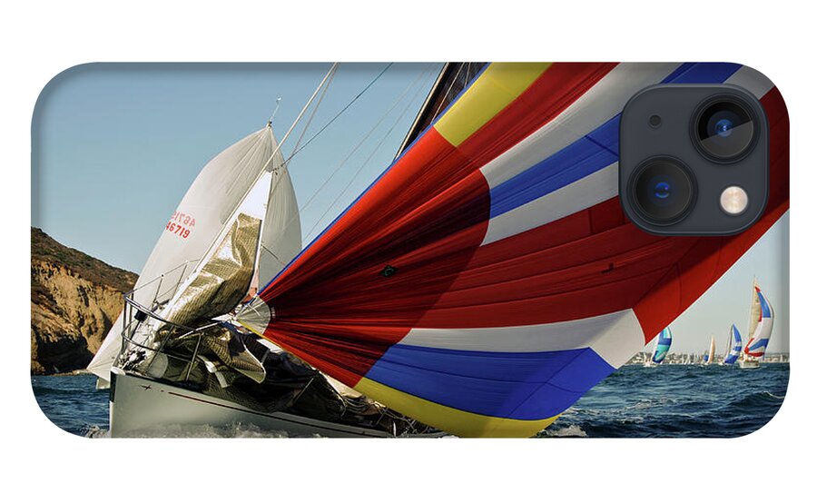 Sailing iPhone 13 Case featuring the photograph Colorful spinnaker run by David Shuler