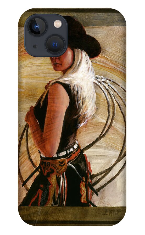 Cowgirl And Lasso iPhone 13 Case featuring the painting Come Along by J. E. Knauf