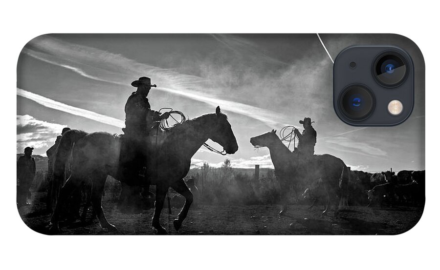 Ranch iPhone 13 Case featuring the photograph Cowboys on horses by Julieta Belmont