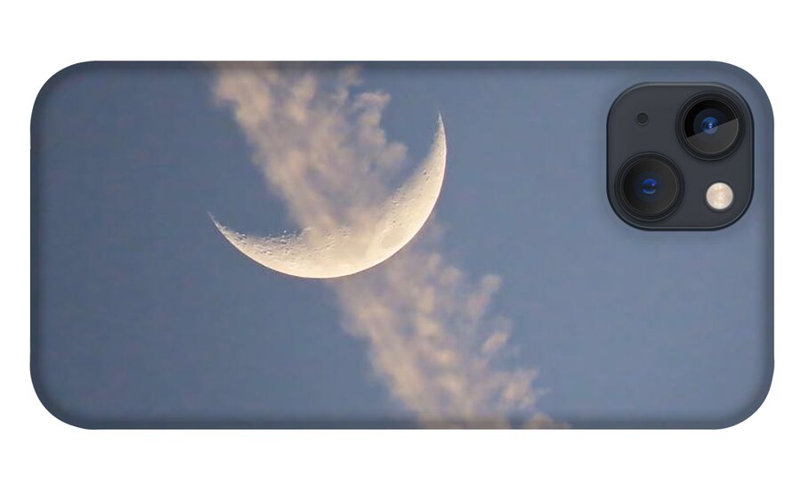 Arizona iPhone 13 Case featuring the photograph Gemini Crescent in Contrail by Judy Kennedy