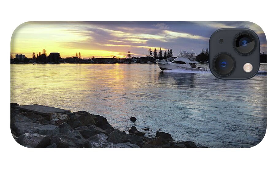 Tuncurry Photography iPhone 13 Case featuring the digital art Cruising into the sunset 0563 by Kevin Chippindall