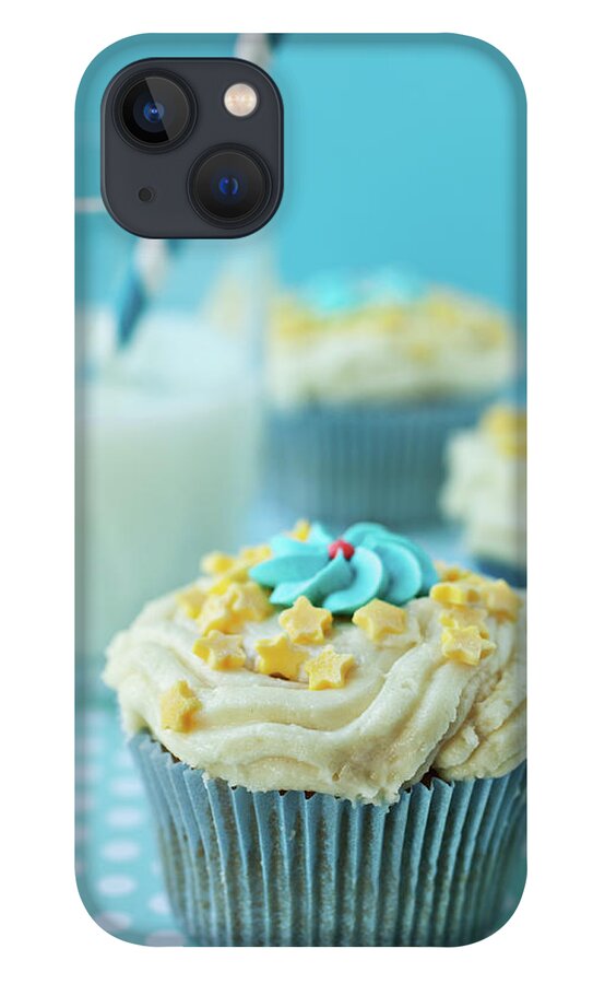 Milk iPhone 13 Case featuring the photograph Cup Cake With Stars Topping by Uccia photography