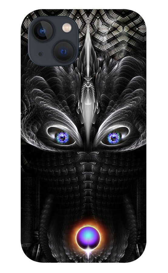 Warrior iPhone 13 Case featuring the digital art Dark Warrior Sculpture Fractal Art by Rolando Burbon