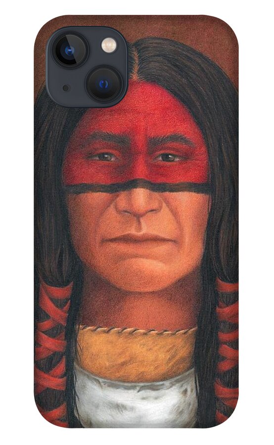 Native American Portrait. American Indian Portrait. iPhone 13 Case featuring the painting Delaware Warrior by Valerie Evans