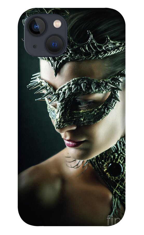 Amazing Mask iPhone 13 Case featuring the photograph Dragon Queen Vintage eye mask by Dimitar Hristov