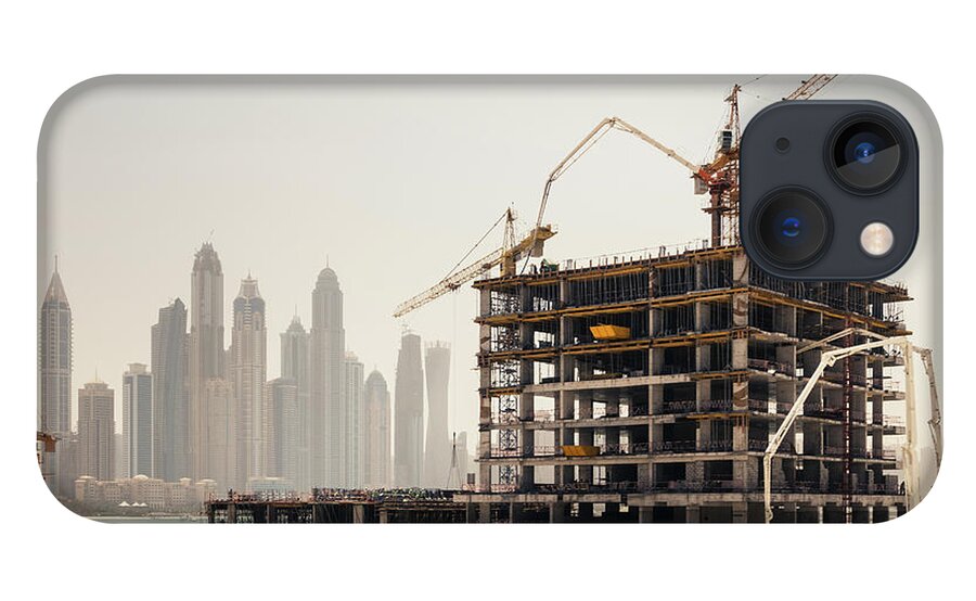 Working iPhone 13 Case featuring the photograph Dubai Construction by Borchee