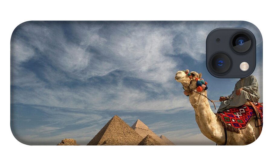 Working Animal iPhone 13 Case featuring the photograph Egypt, Giza, Man Sitting On Camel by Frans Lemmens