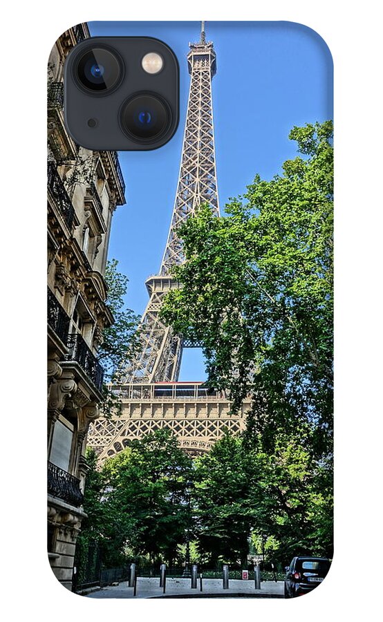 Paris iPhone 13 Case featuring the photograph Eiffel Tower from Rue de l'Universite by Patricia Caron
