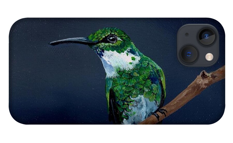 Birds iPhone 13 Case featuring the painting Emerald Hummer by Dana Newman