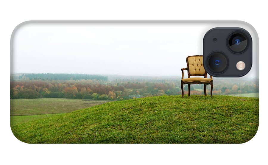 Grass iPhone 13 Case featuring the photograph Empty Old Chair On Hill by Mikkelwilliam