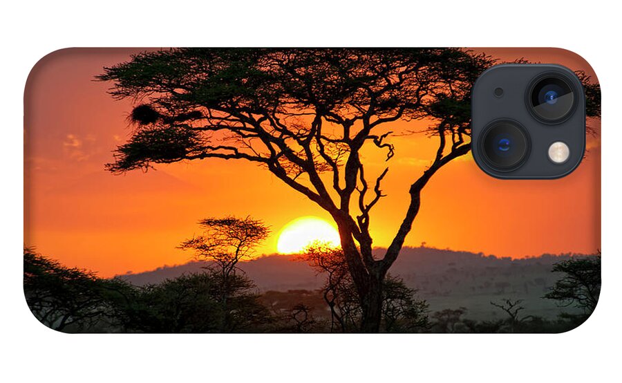 Scenics iPhone 13 Case featuring the photograph End Of A Safari-day In The Serengeti by Guenterguni