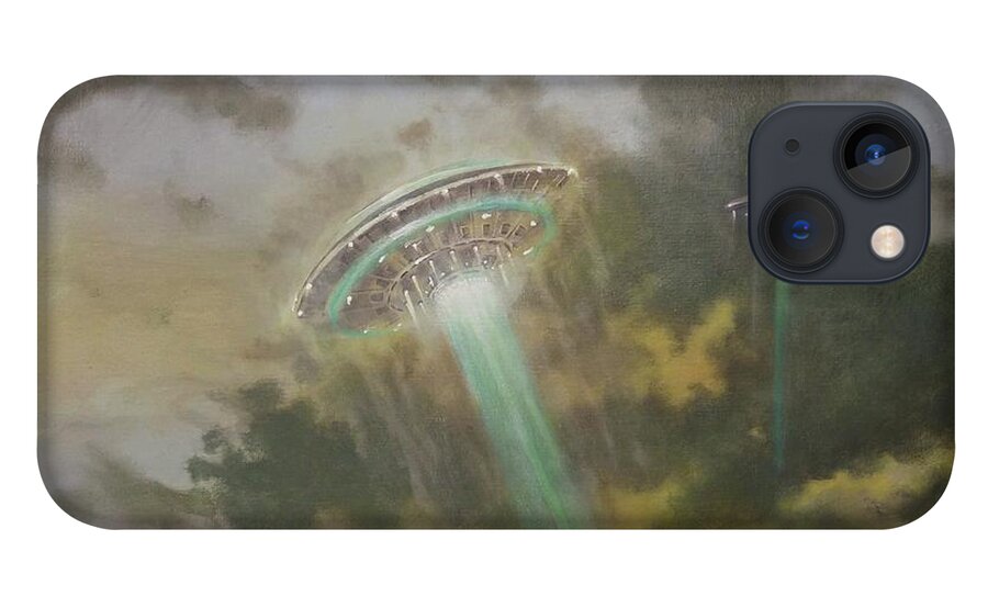  Ufo iPhone 13 Case featuring the painting Farewell to the Visitors by Tom Shropshire