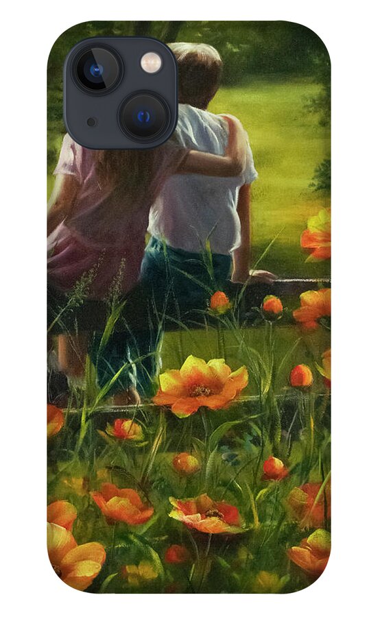 Children iPhone 13 Case featuring the painting First Love by Lynne Pittard