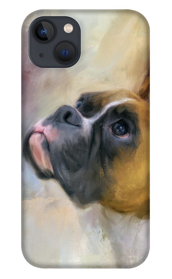 Colorful iPhone 13 Case featuring the painting Flashy Fawn Boxer by Jai Johnson