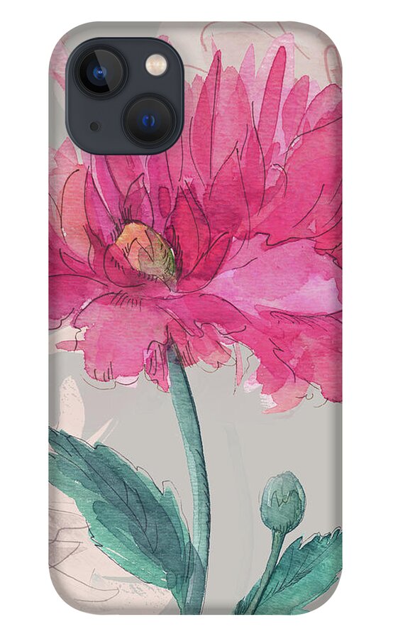 Flower Sketch 2 iPhone 13 Case featuring the mixed media Flower Sketch 2 by Marietta Cohen Art And Design