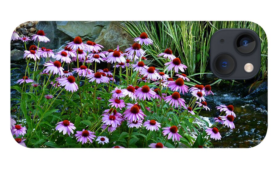 Garden Stream iPhone 13 Case featuring the photograph Garden Stream with Purple Coneflowers by Mike McBrayer
