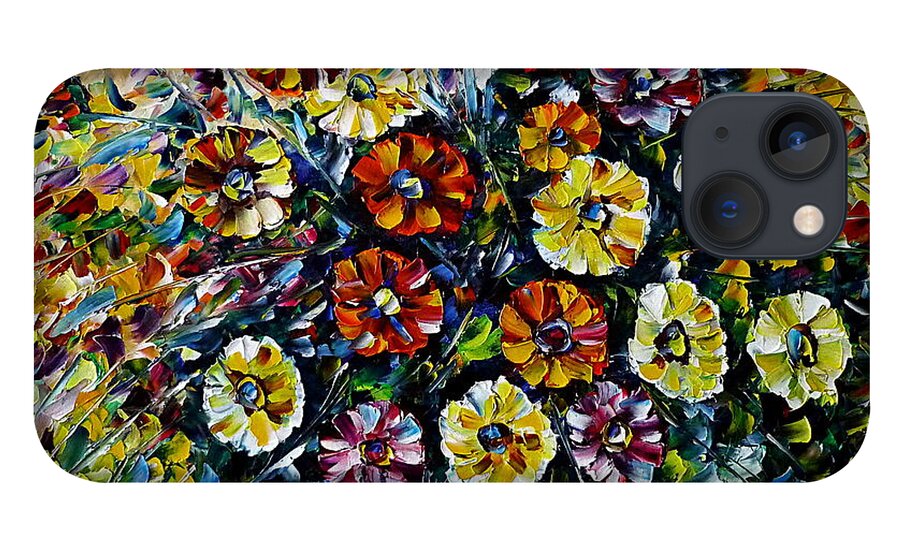 Wild Flower Painting iPhone 13 Case featuring the painting Gerbera Bouquet by Mirek Kuzniar
