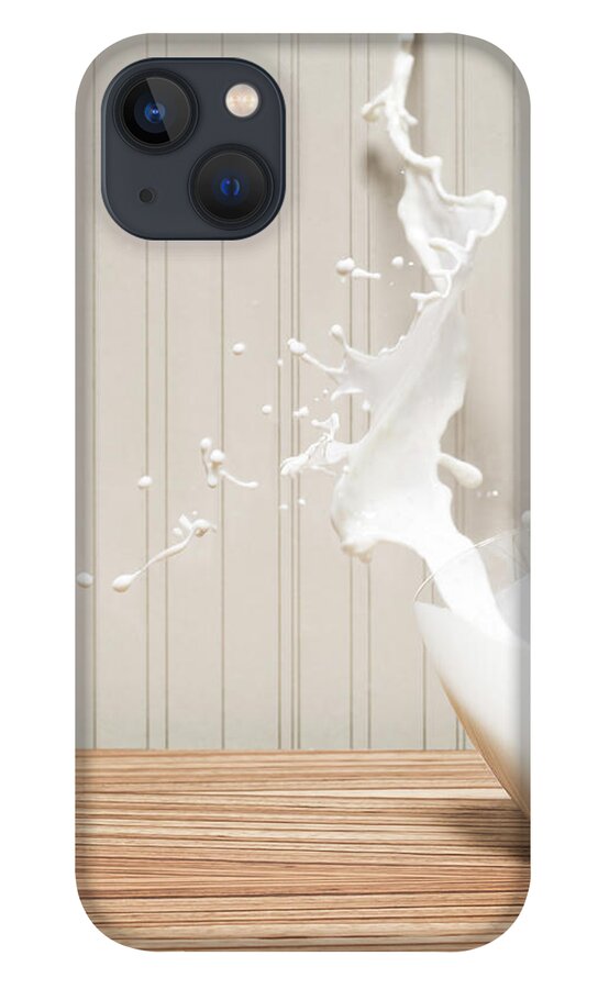 Milk iPhone 13 Case featuring the photograph Glas Of Milk Spilling by Henrik Sorensen