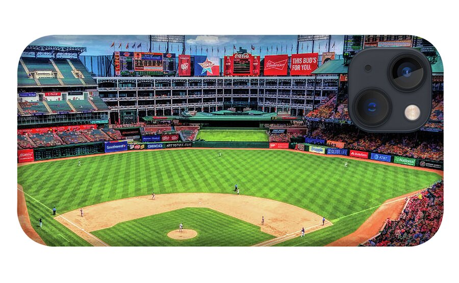 Globe Life Park iPhone 13 Case featuring the painting Globe Life Park Texas Rangers Baseball Ballpark Stadium by Christopher Arndt