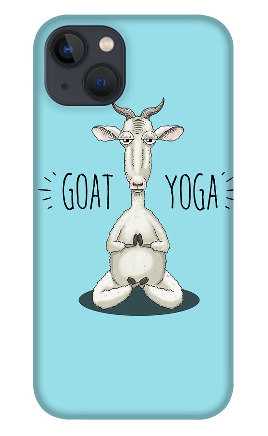 Goat Yoga iPhone 13 Case featuring the digital art GOAT YOGA - Meditating Goat by Laura Ostrowski