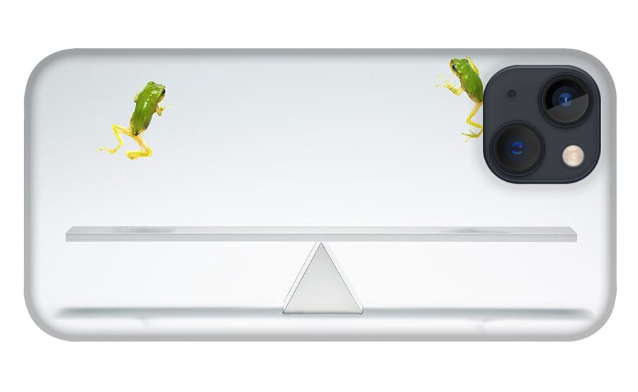 Performance iPhone 13 Case featuring the photograph Green Frog Flying Over The Seesaw by Yuji Sakai