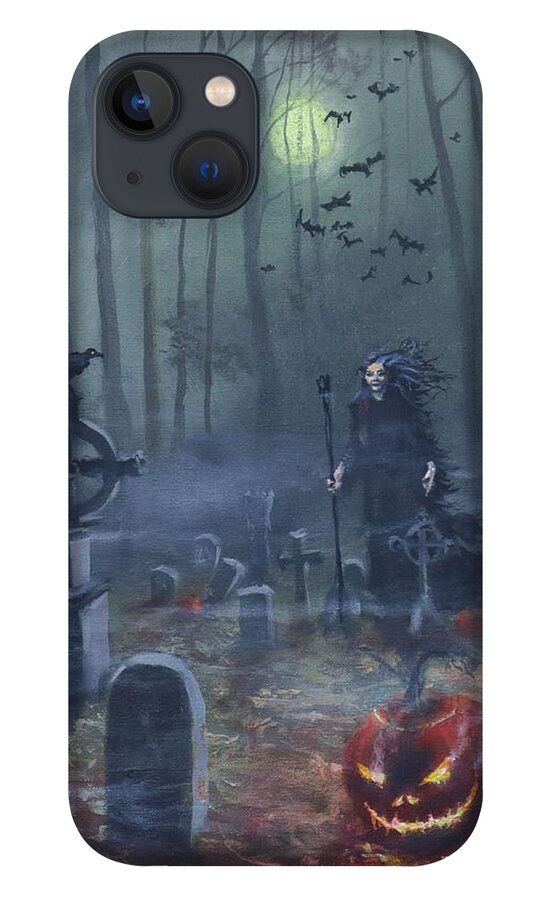 Halloween iPhone 13 Case featuring the painting Halloween Night by Tom Shropshire