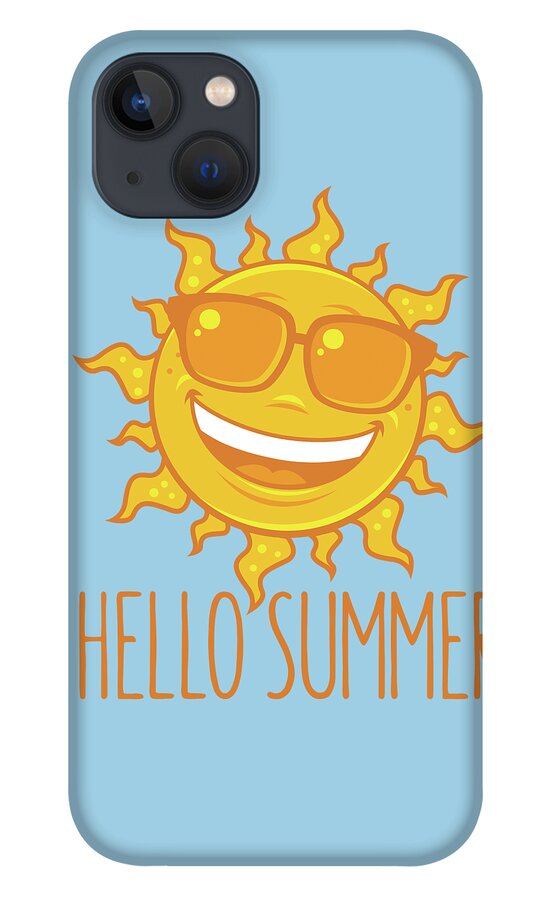 Beach iPhone 13 Case featuring the digital art Hello Summer Sun With Sunglasses by John Schwegel