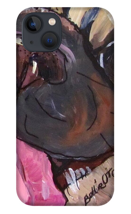 Pug iPhone 13 Case featuring the painting Here I Am by Barbara O'Toole