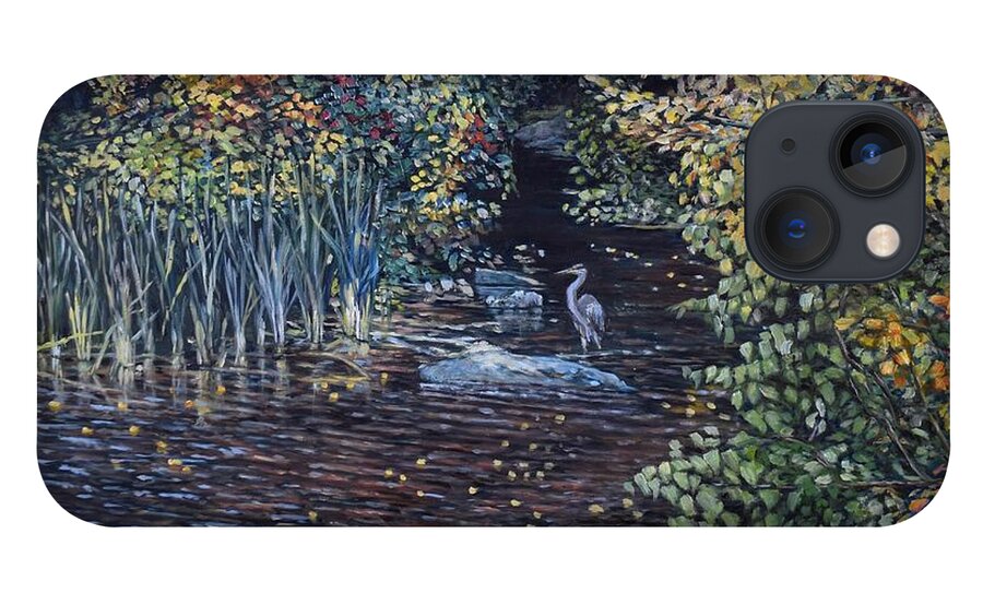Maine iPhone 13 Case featuring the painting Heron, Somes Brook, Somesville, Maine by Eileen Patten Oliver