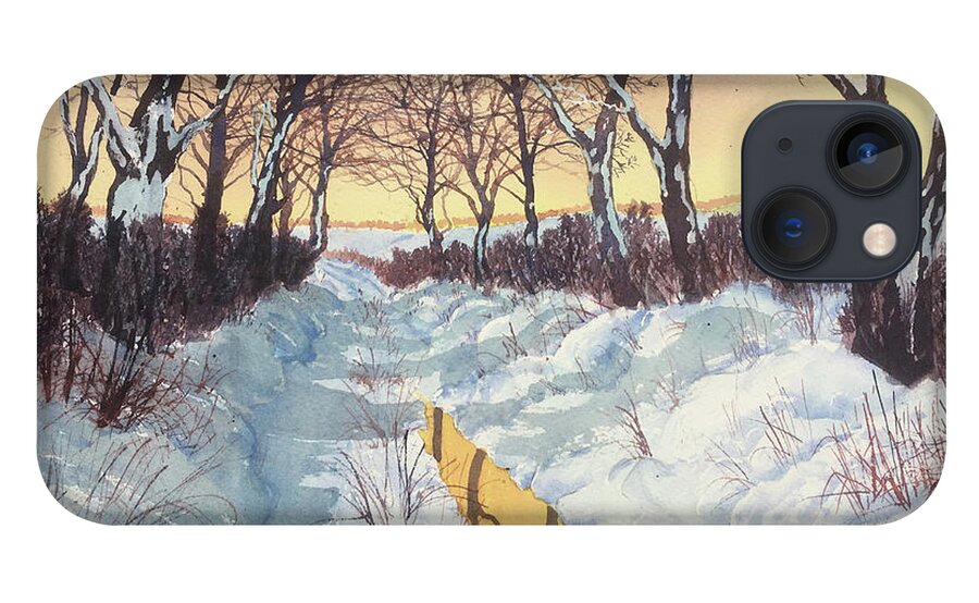 Glenn Marshall iPhone 13 Case featuring the painting Tunnel in Winter by Glenn Marshall