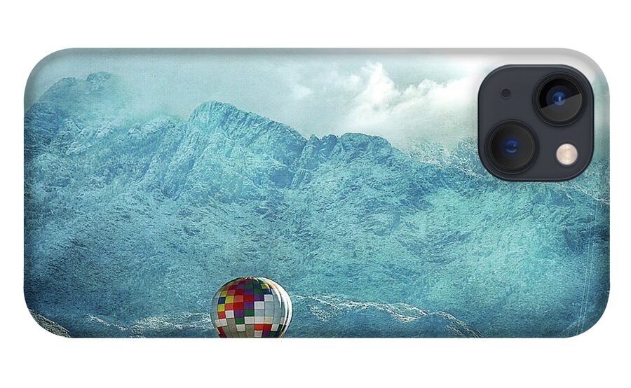 Tranquility iPhone 13 Case featuring the photograph Hot Air Balloon Mountain Snow by Cgander Photography