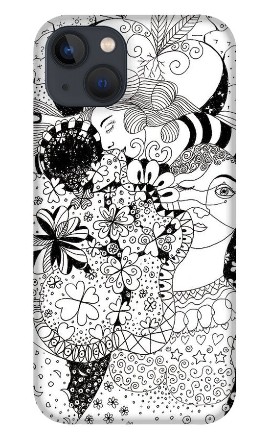 In Light And Dark By Helena Tiainen iPhone 13 Case featuring the drawing In Light And Dark by Helena Tiainen