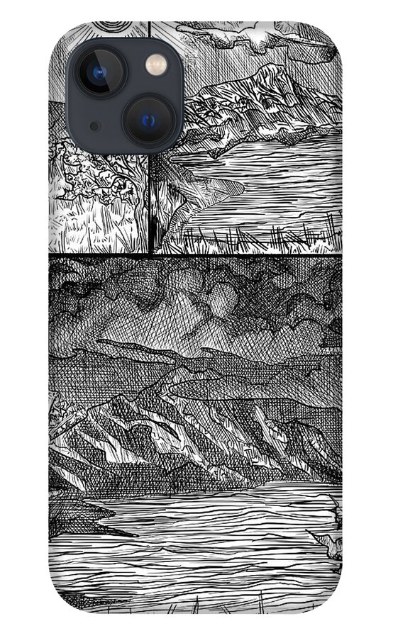 Digital Pen And Ink iPhone 13 Case featuring the digital art Incoming Storm by Angela Weddle