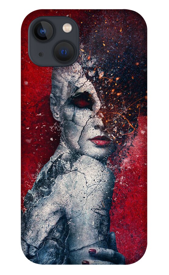 Red iPhone 13 Case featuring the digital art Indifference by Mario Sanchez Nevado
