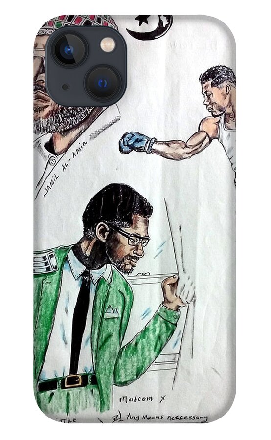 Black Art iPhone 13 Case featuring the drawing Joe, Brown, and Malcolm by Joedee