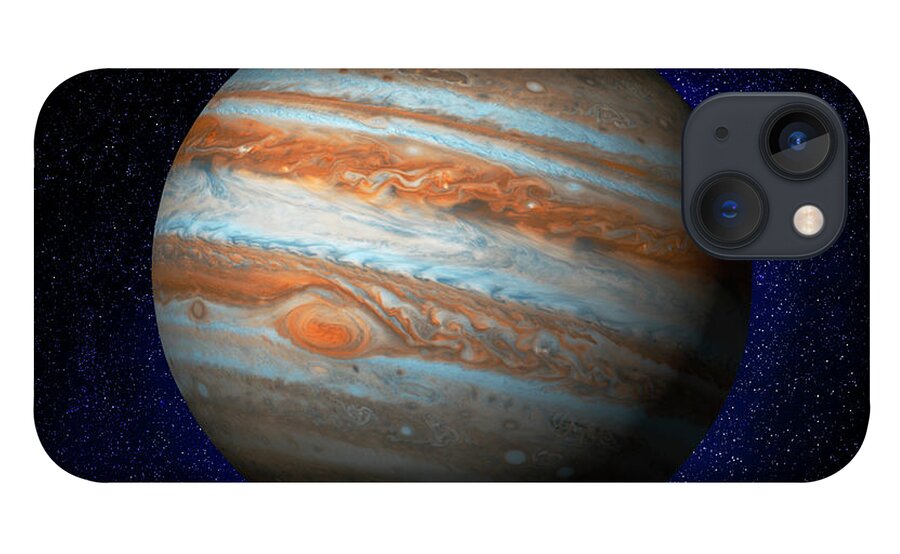 Research iPhone 13 Case featuring the digital art Jupiter & Stars by Ian Mckinnell