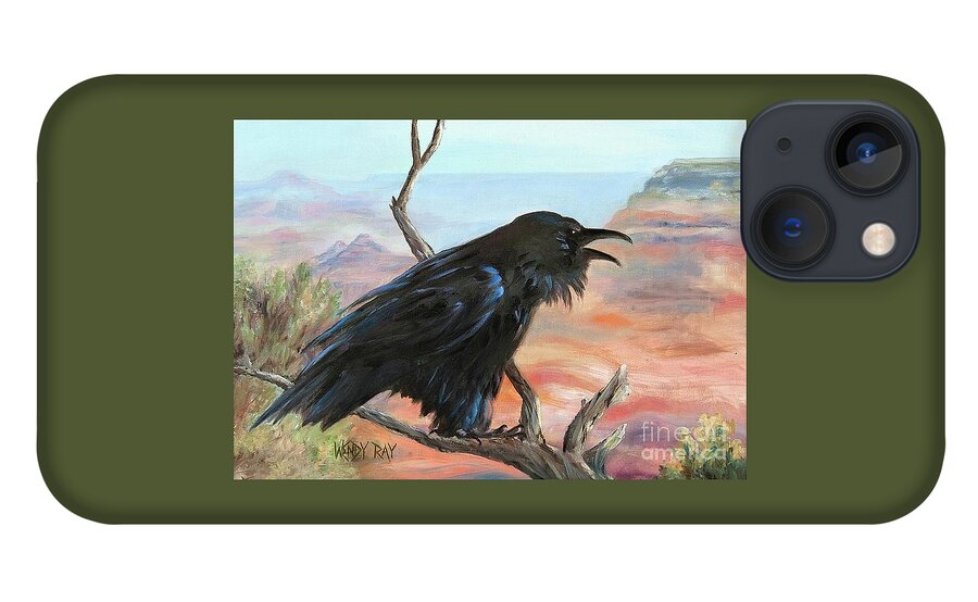 Raven iPhone 13 Case featuring the painting Just Grand by Wendy Ray