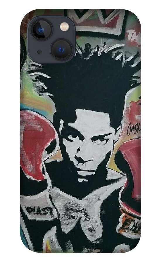 Jean Michel Basquiat iPhone 13 Case featuring the painting King Basquiat by Antonio Moore