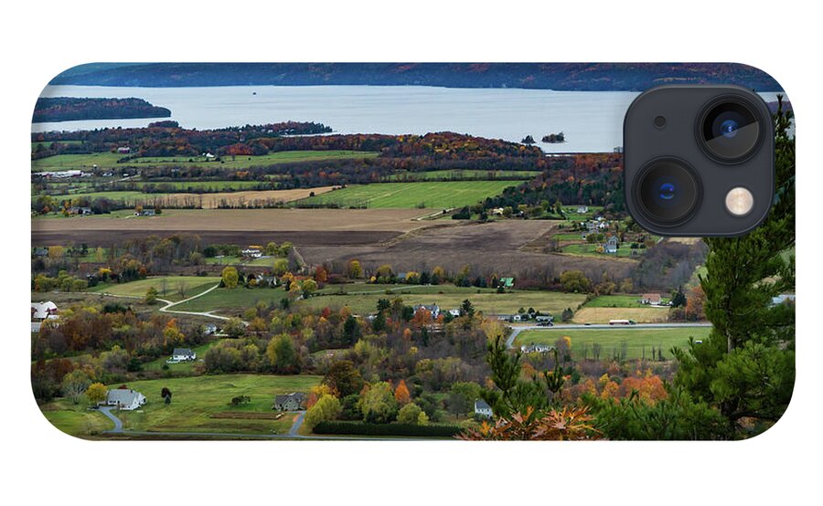 View iPhone 13 Case featuring the photograph landscape view from Mount Philo in fall by Ann Moore