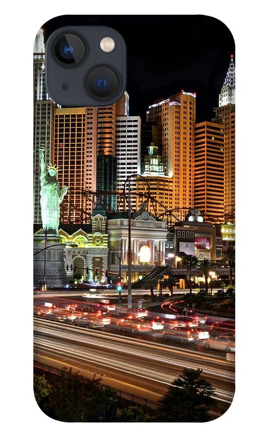 Land Vehicle iPhone 13 Case featuring the photograph Las Vegas - New York New York & Lights by Luís Henrique Boucault