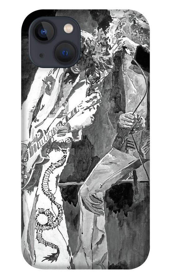 Led Zeppelin iPhone 13 Case featuring the painting Led Zep The Gods Of Rock by David Lloyd Glover