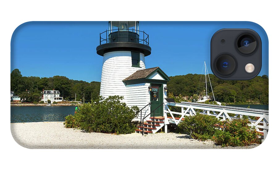 Estock iPhone 13 Case featuring the digital art Lighthouse In Mystic Seaport by Claudia Uripos