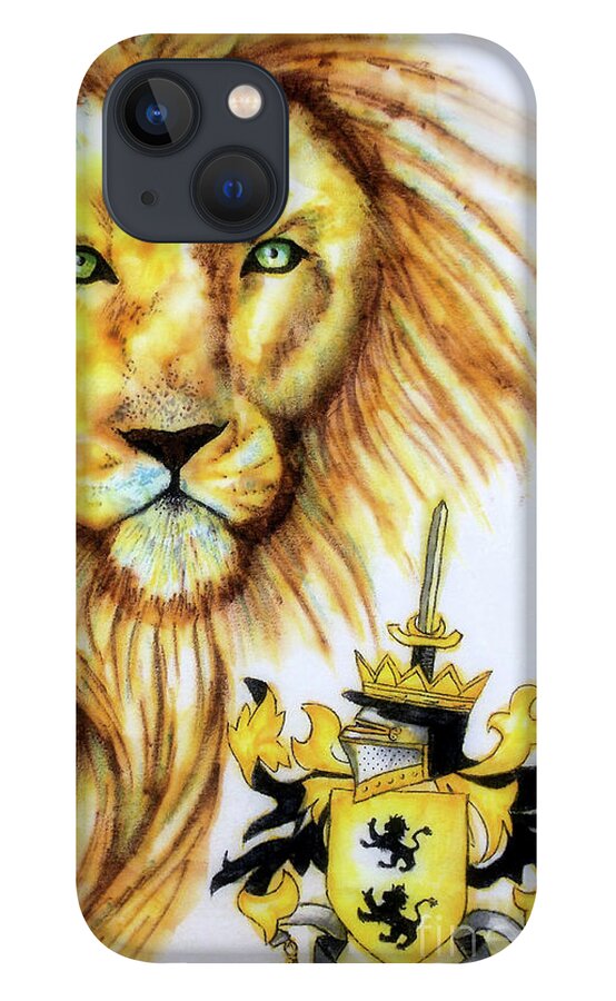 Sharpie Art iPhone 13 Case featuring the drawing Lions Roark Crest by Scarlett Royale