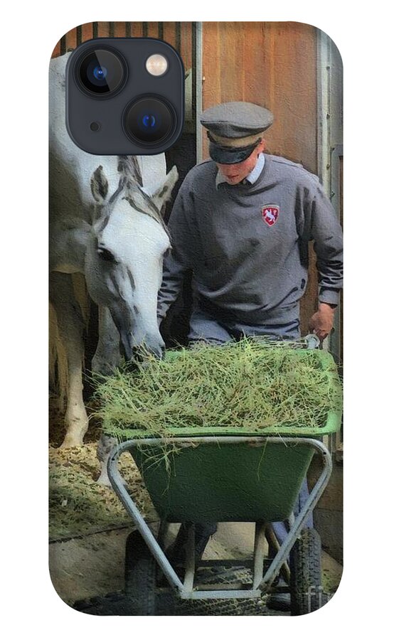 Lipizzaner iPhone 13 Case featuring the digital art Lipizzaner Lunch Time by Diana Rajala