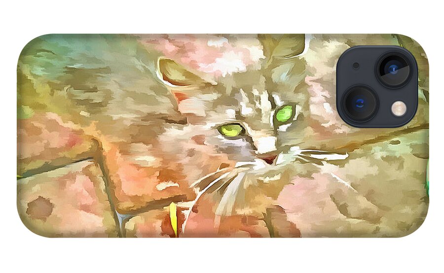 Cat iPhone 13 Case featuring the digital art Little Cat by Bernie Sirelson