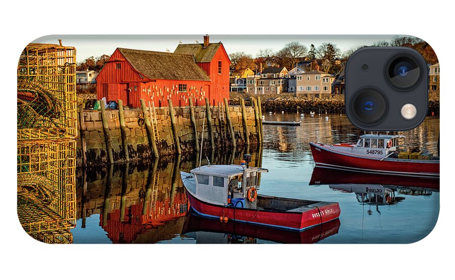 Massachusetts iPhone 13 Case featuring the photograph Lobster Traps, Lobster Boats, and Motif #1 by Jeff Sinon