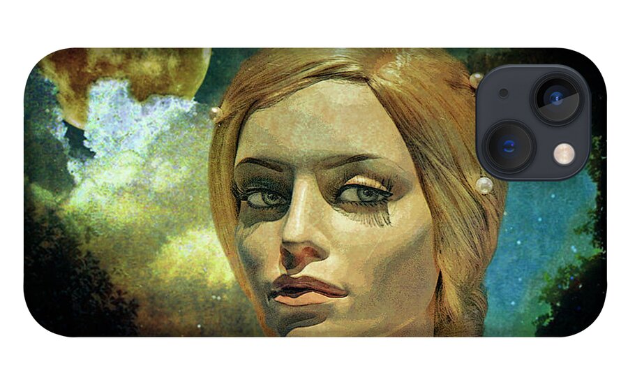 Staley iPhone 13 Case featuring the mixed media Luna in the Garden of Evil by Chuck Staley