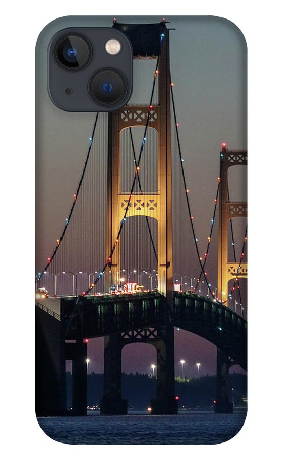 Mackinac Bridge iPhone 13 Case featuring the photograph Mackinac Bridge at Twilight by Mary Anne Delgado