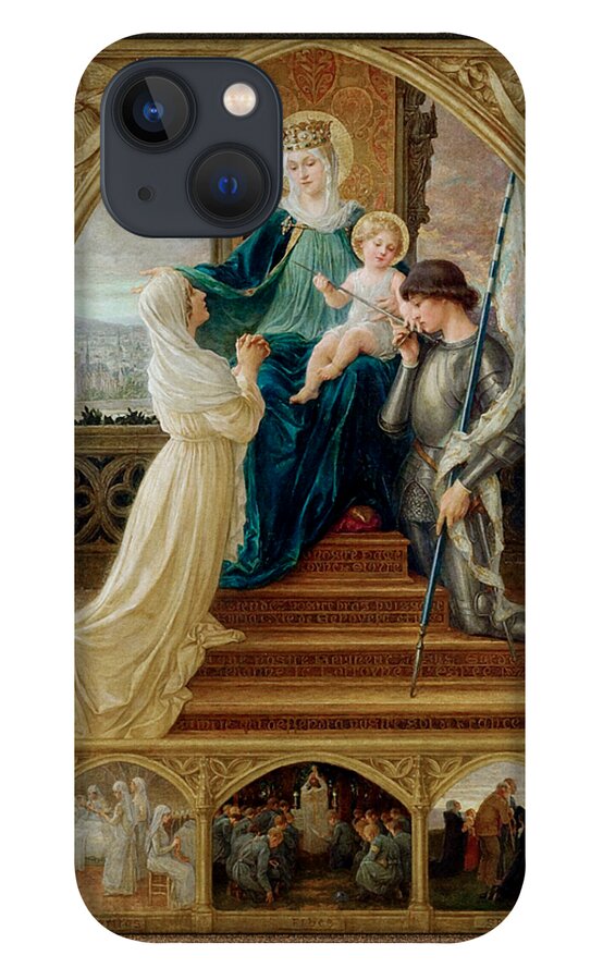 Madonna And Child iPhone 13 Case featuring the painting Madonna and Child Seated Between St. Genevieve and Joan Of Arc by Elisabeth Sonrel by Rolando Burbon